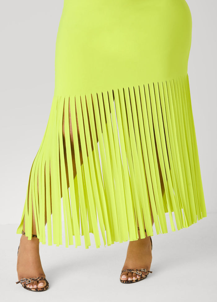 Fringed Knit Maxi Dress