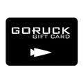 GORUCK gift card with bold white logo and arrow on black background