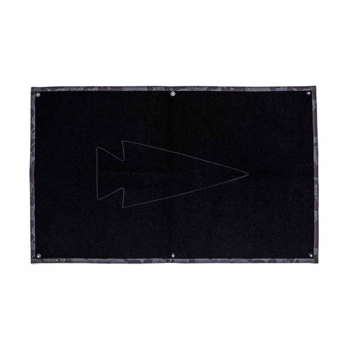 GORUCK black gear mat with arrowhead logo and camouflage border, rucking equipment