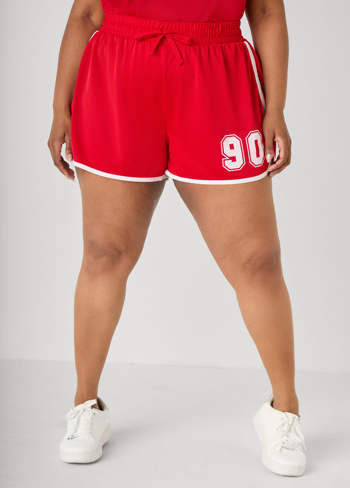 Graphic Print Mesh Shorts