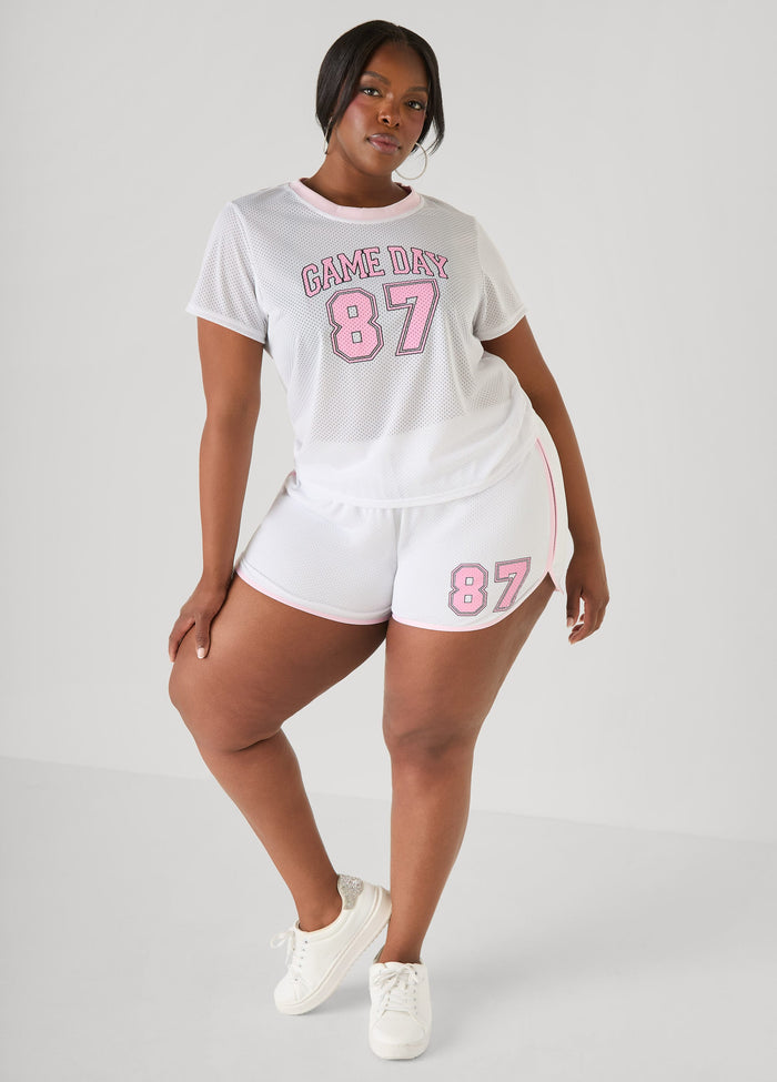 Graphic Print Mesh Shorts
