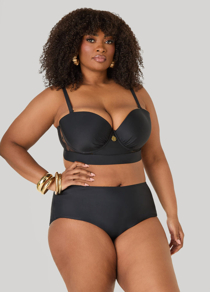Plus Size High Waist Swim Brief Black High Waisted Swim Bottom