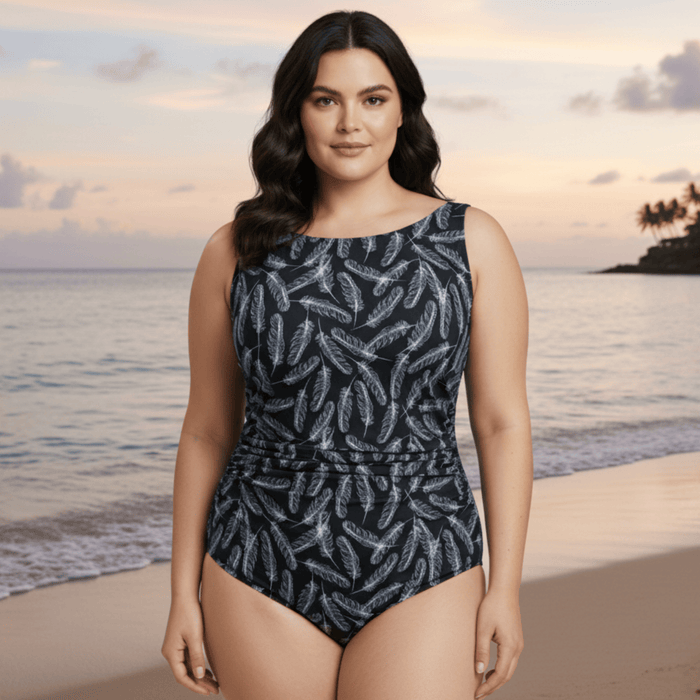 InstantFigure Feathers High Neck Swimsuit