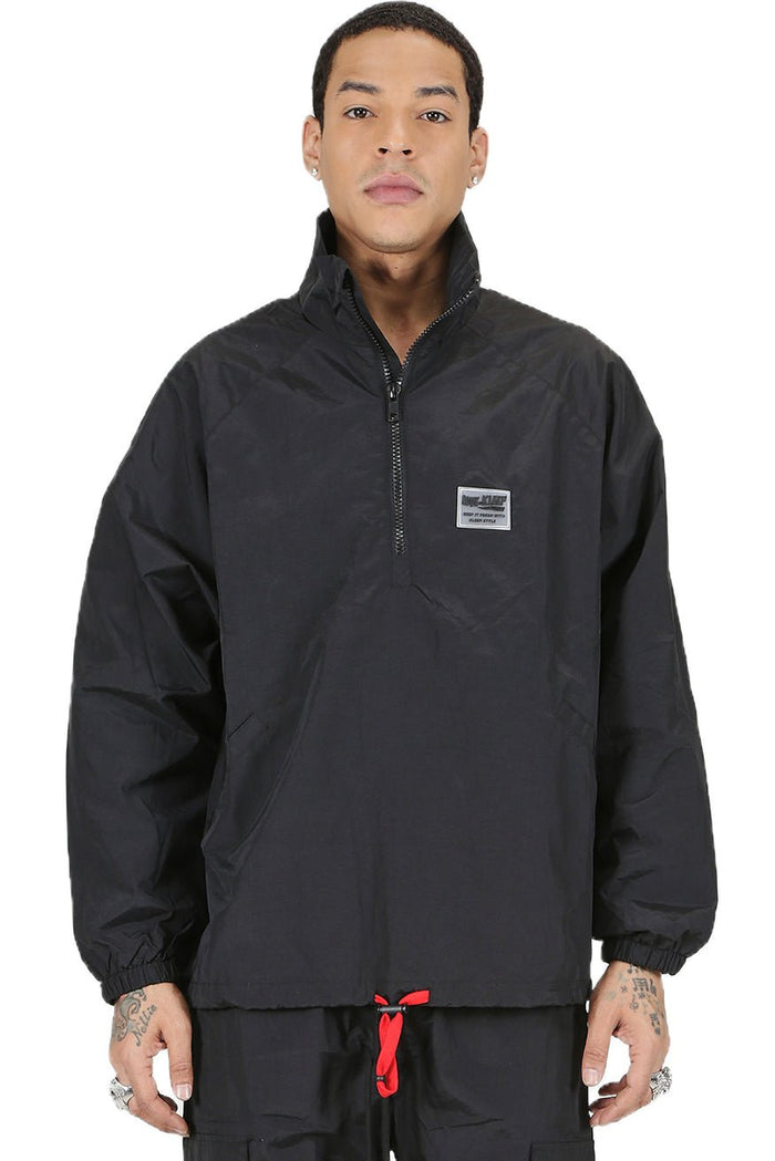 JOSH Men's premium crispy nylon long sleeve half zip pullover jacket