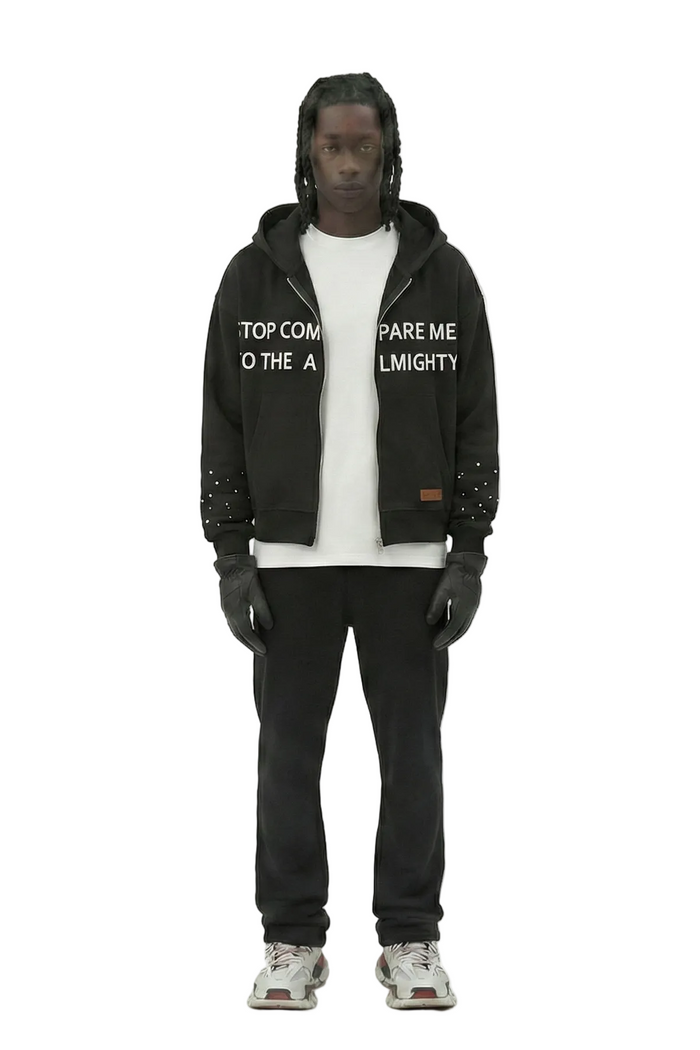 KARAN French Terry Long Sleeve Crop Top Full Zip Hoodie