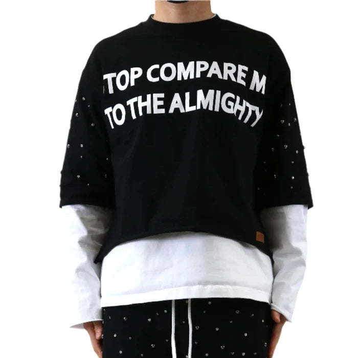 KARAN S/N Jersey 3/4 Sleeve Crop top Tee with Layered long sleeve