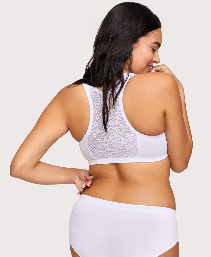 Lace Paneled T Back Comfort Bra