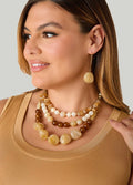 Layered Marbled Bead Necklace Set