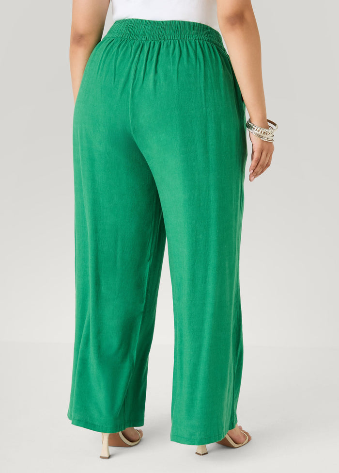 Linen Blend Pull On Pants