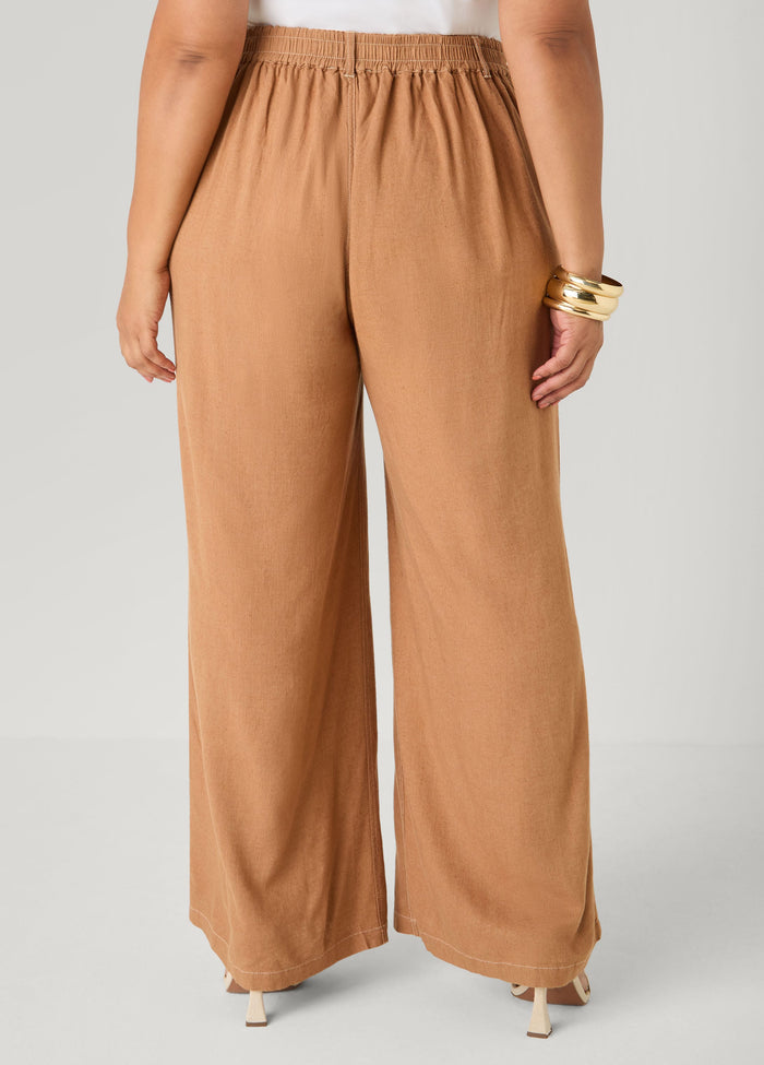 Linen Blend Wide Leg Pants