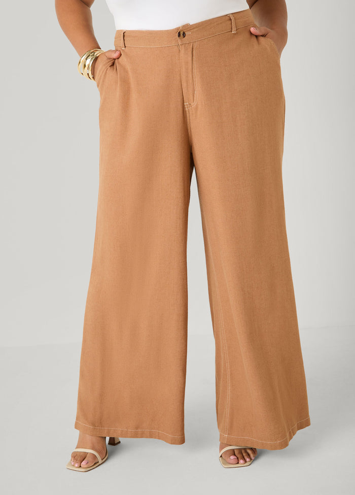 Linen Blend Wide Leg Pants