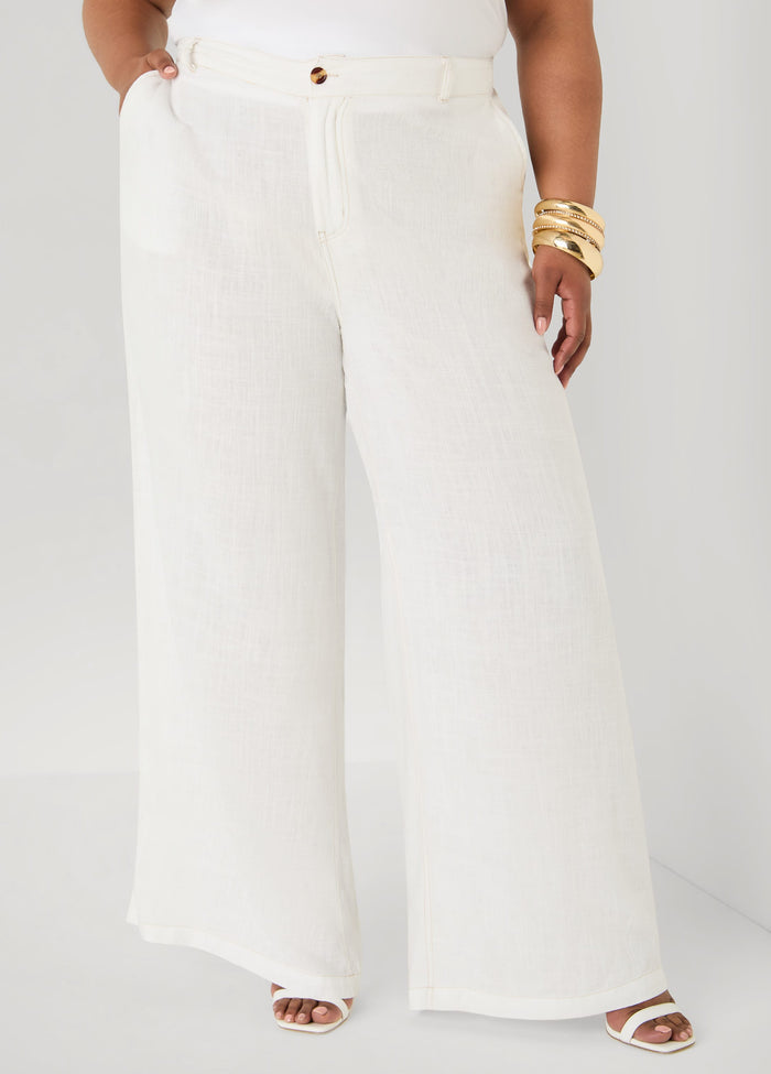 Linen Blend Wide Leg Pants