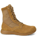 GORUCK tan suede and nylon tactical boot with rugged sole, side view on white background