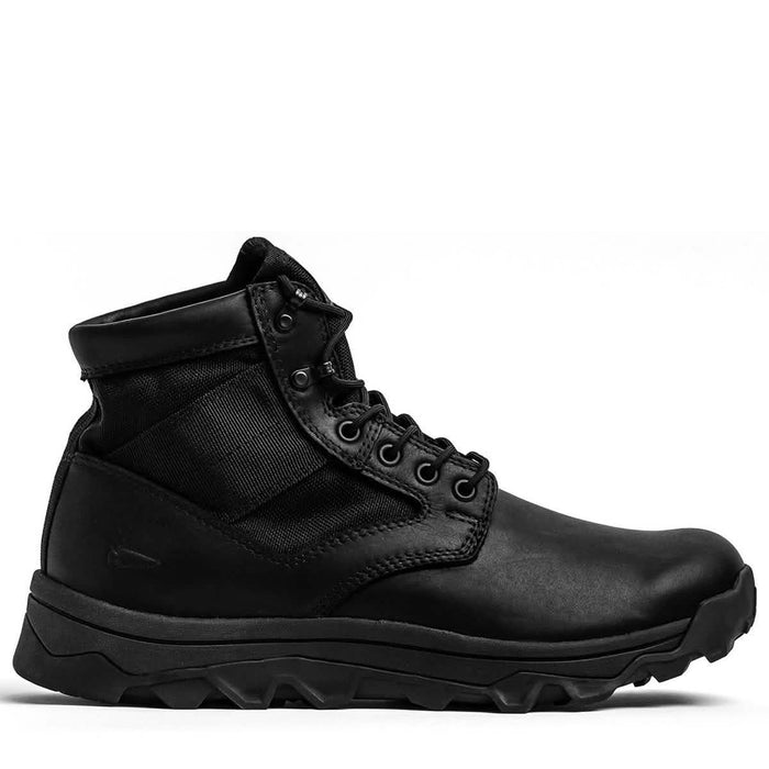 GORUCK black rucking boot, durable leather and nylon, rugged outsole, side view