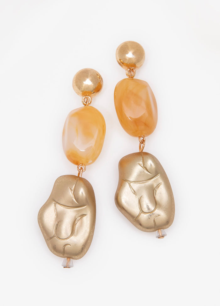Marble And Matte Bead Earrings
