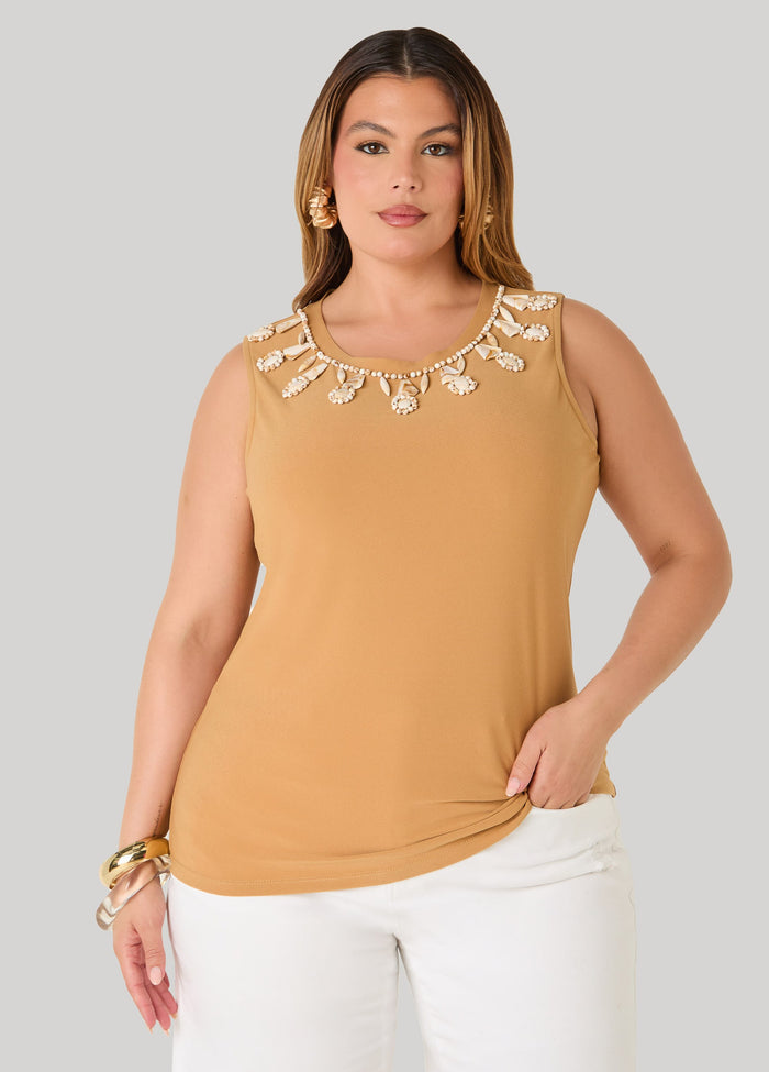 Marbled Bead Stretch Crepe Top