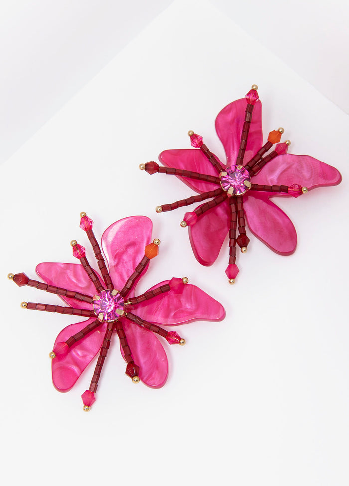 Marbled Floral Stud Earrings