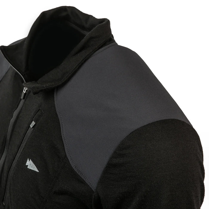 GORUCK Merino Half Zip black jacket with reinforced shoulder detail and zipper