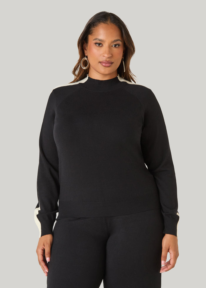Mock Neck Striped Sweater