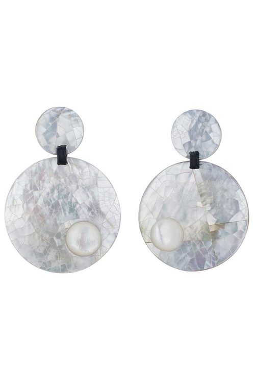Mother of Pearl Round Clip Earrings