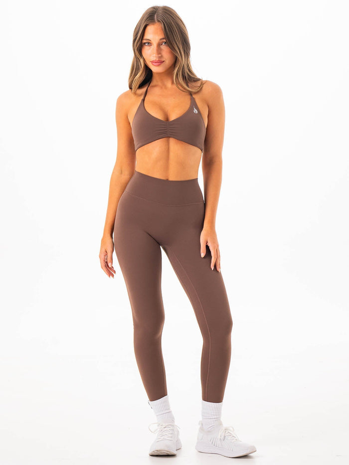 NKD High Waisted Leggings - Chocolate Clothing Ryderwear