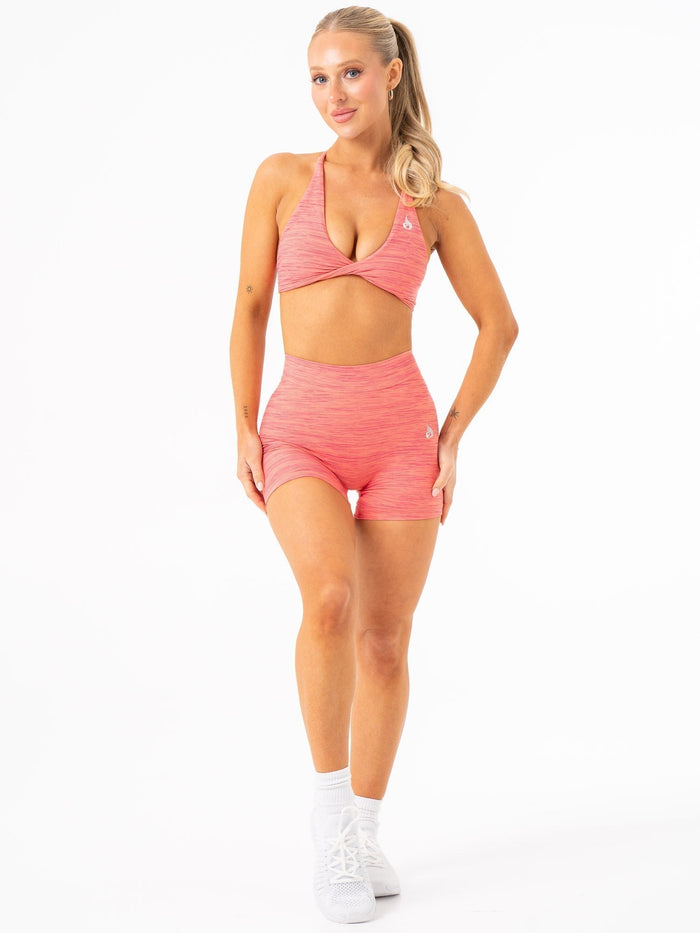 NKD Twist Sports Bra - Coral Marl Clothing Ryderwear