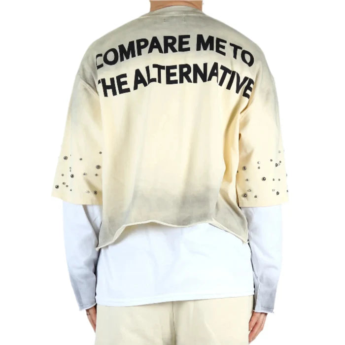 NOEL S/N Jersey 3/4 Sleeve Crop top Tee with Layered long sleeve