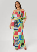 Off The Shoulder Geo Maxi Dress
