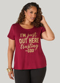 Out Here Trusting God Glittered Tee