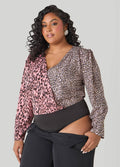 Paneled Leopard Print Bodysuit