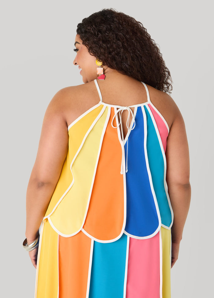 Paneled Striped Swing Top