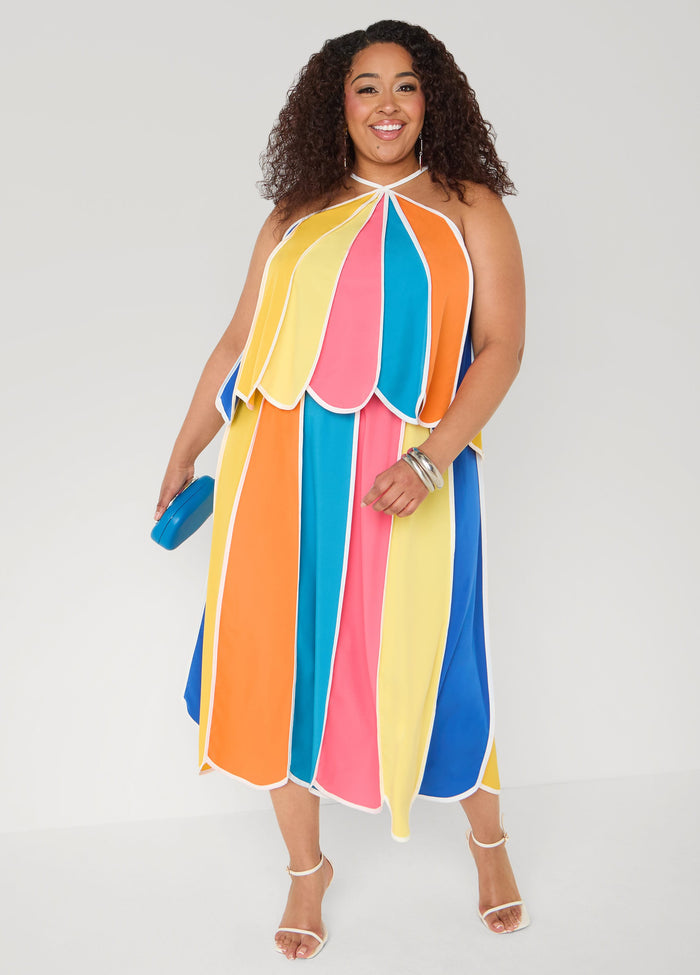 Paneled Striped Swing Top