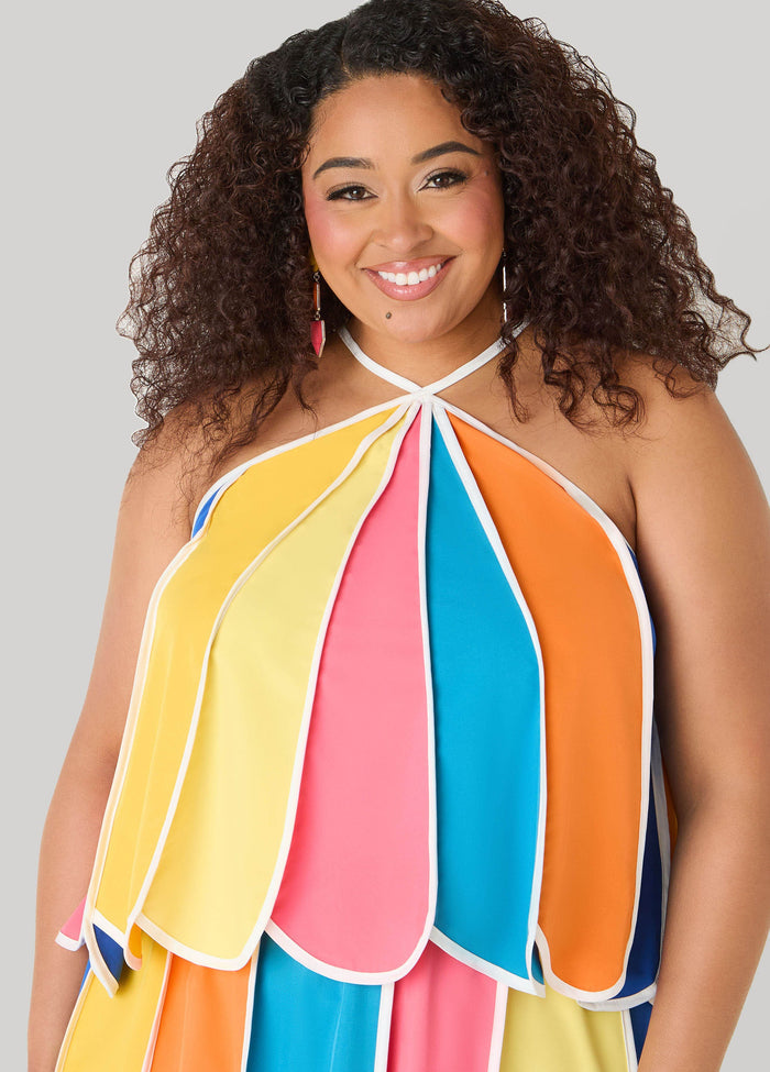 Paneled Striped Swing Top