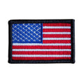 Embroidered American flag patch with black border, GORUCK rucking gear accessory