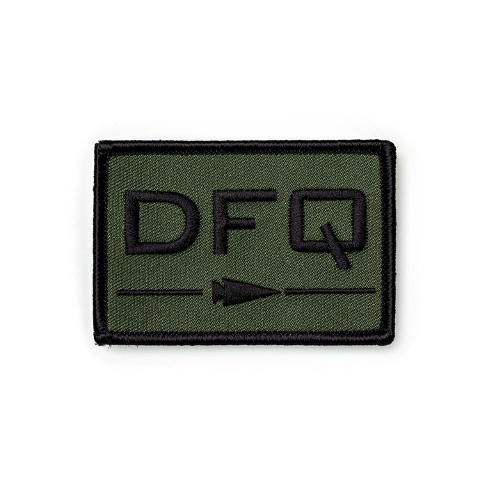 GORUCK DFQ OD Green Black morale patch with arrowhead and black border