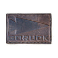 GORUCK brown leather patch with arrowhead logo and embossed GORUCK text
