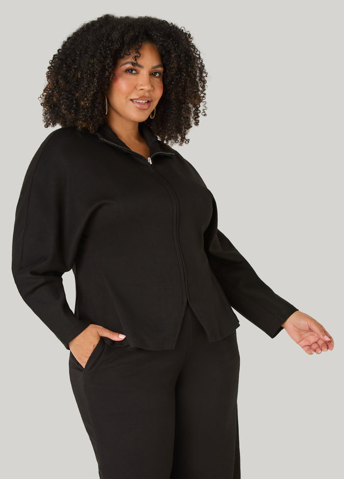 Peplum Ribbed Paneled Jacket