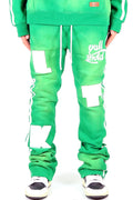PINE Heavy weight brushed vintage washing skinny flare stacked pants