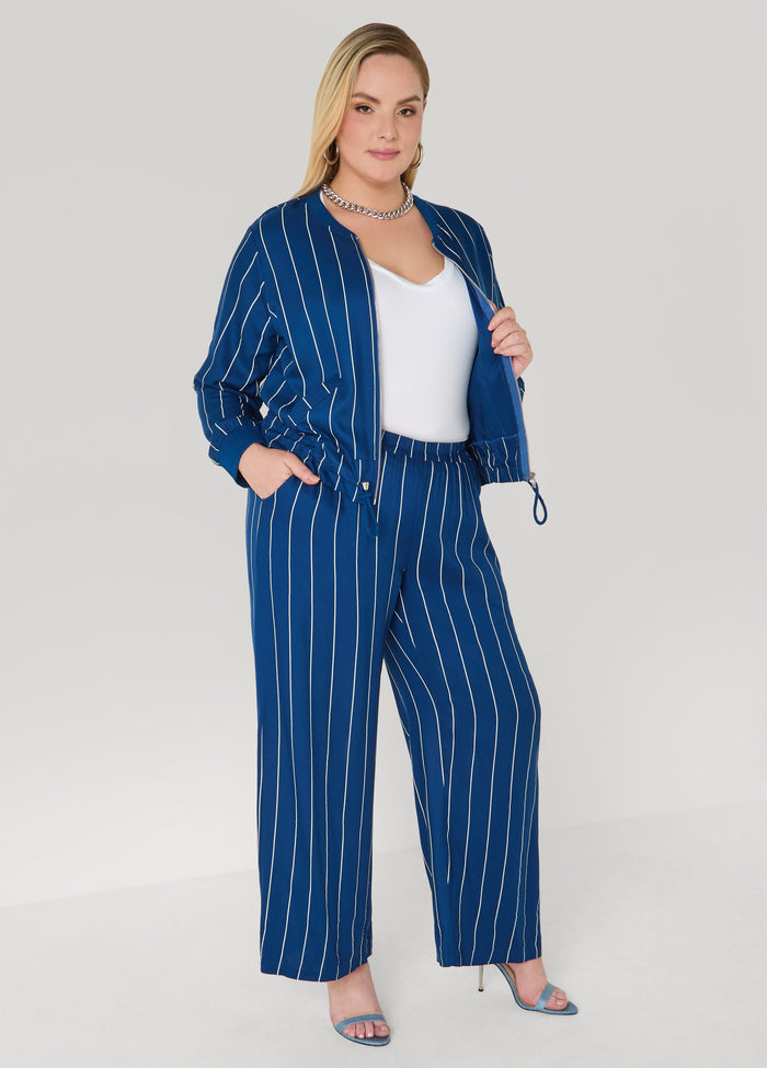 Pinstriped Zip Front Jacket