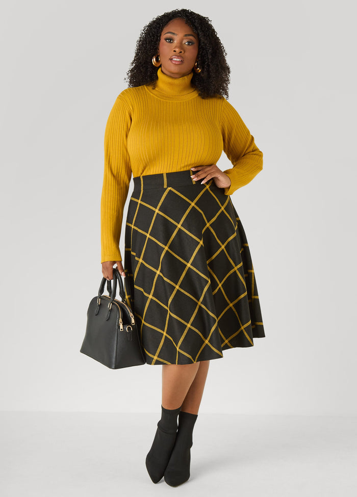Plaid Ponte A Line Skirt