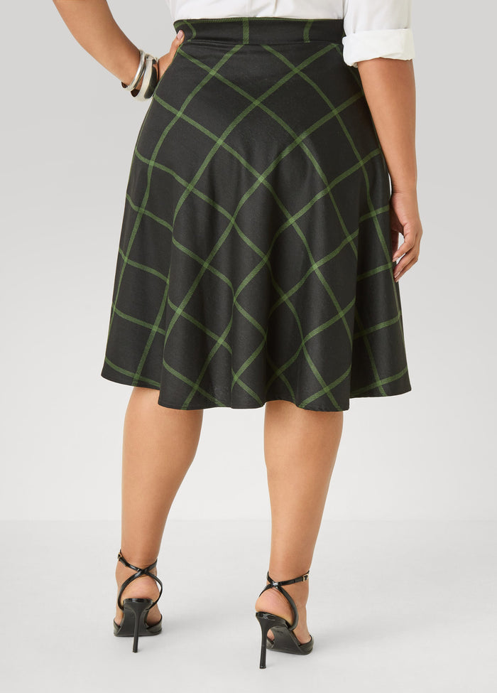 Plaid Ponte A Line Skirt
