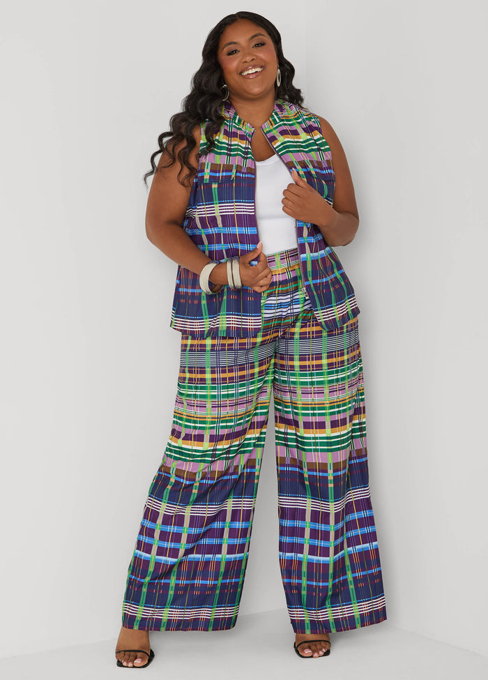 Plaid Wide Leg Pants