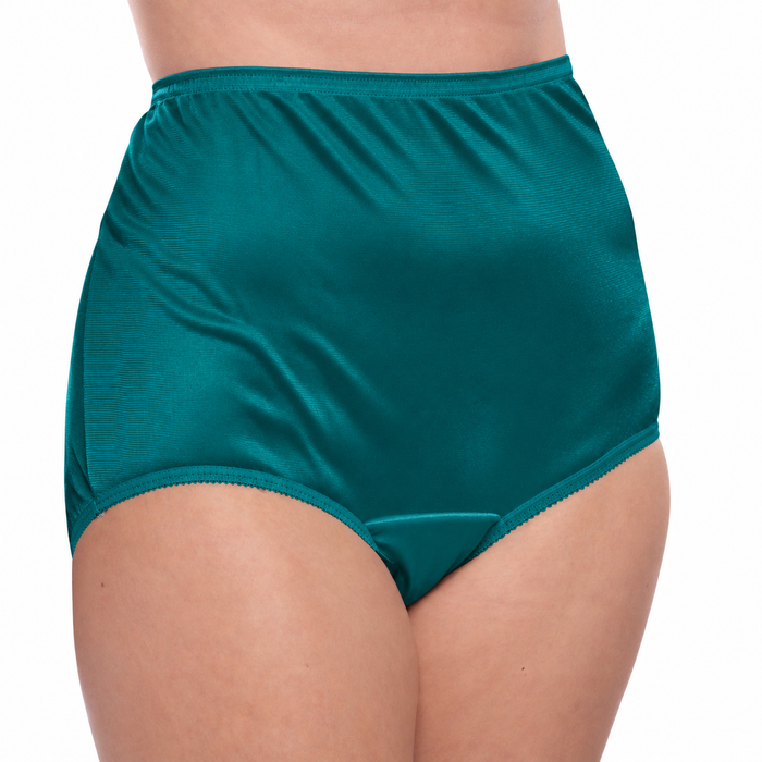 Teri Plain Jane 331 high-waist full-coverage nylon brief in teal.