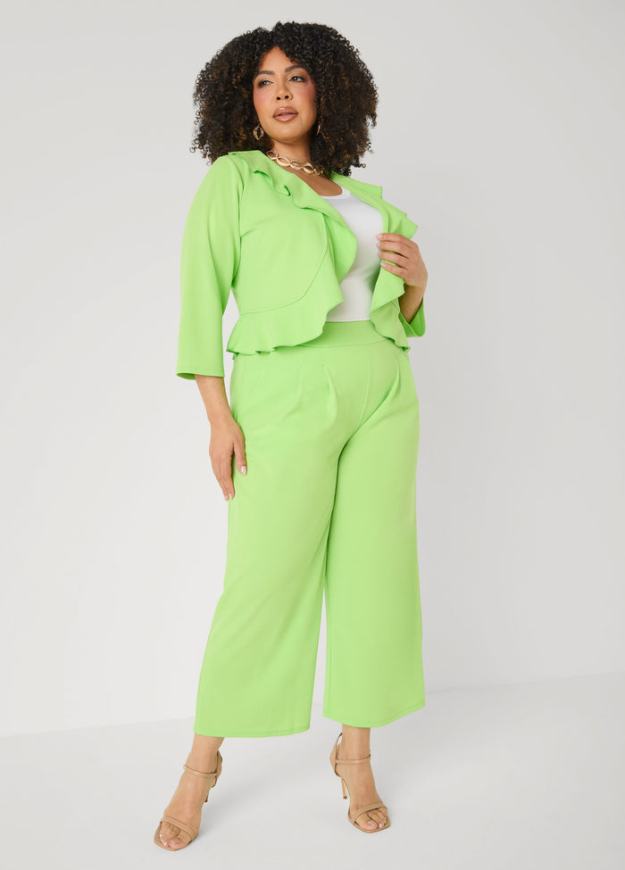 Pleat Detailed Wide Leg Capris