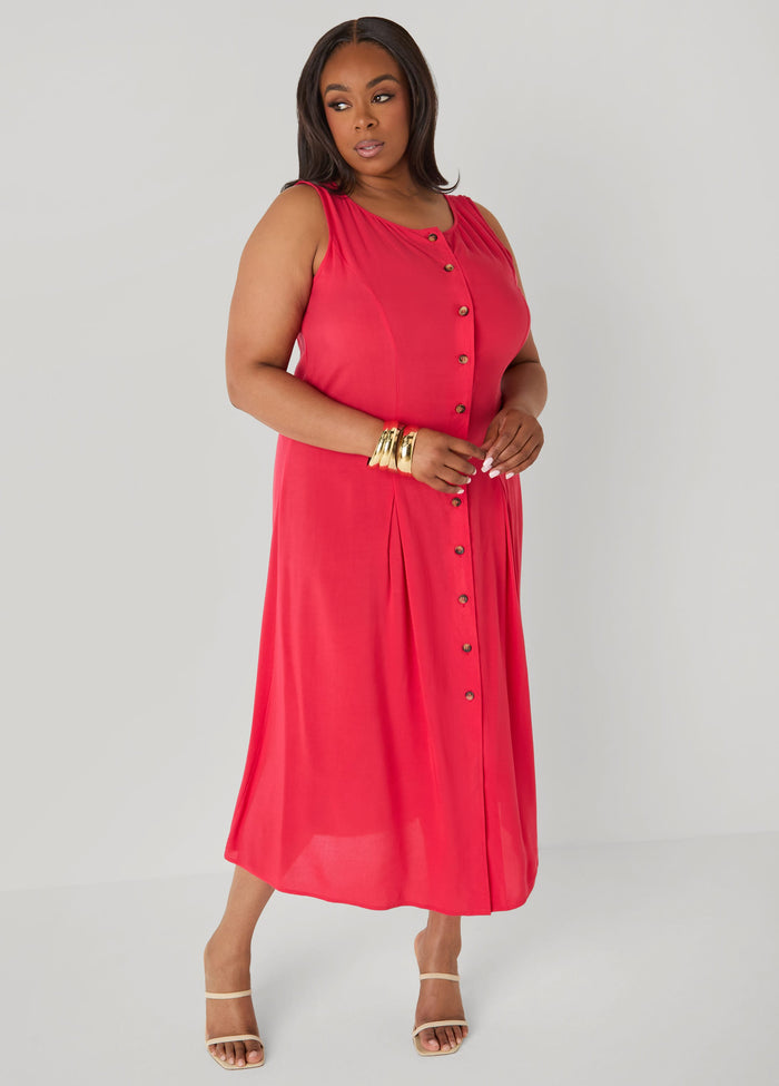 Pleated Maxi Shirtdress