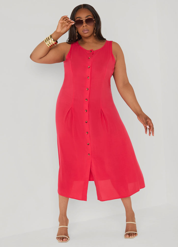 Pleated Maxi Shirtdress