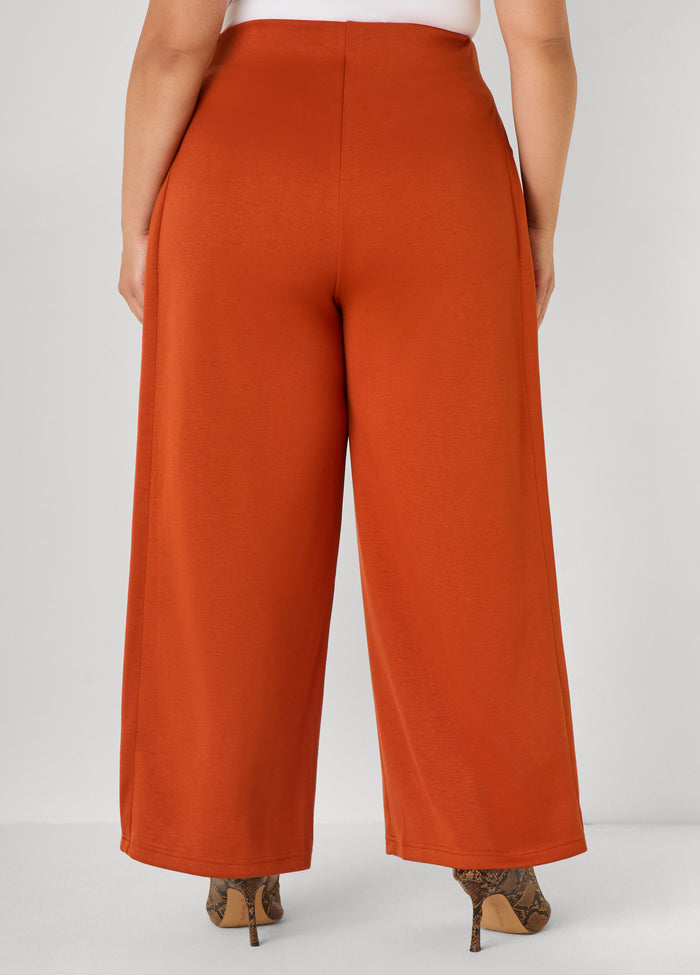 Pleated Ponte Wide Leg Pants