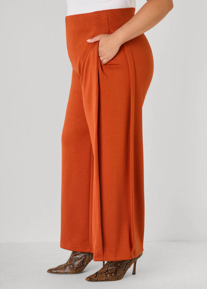 Pleated Ponte Wide Leg Pants