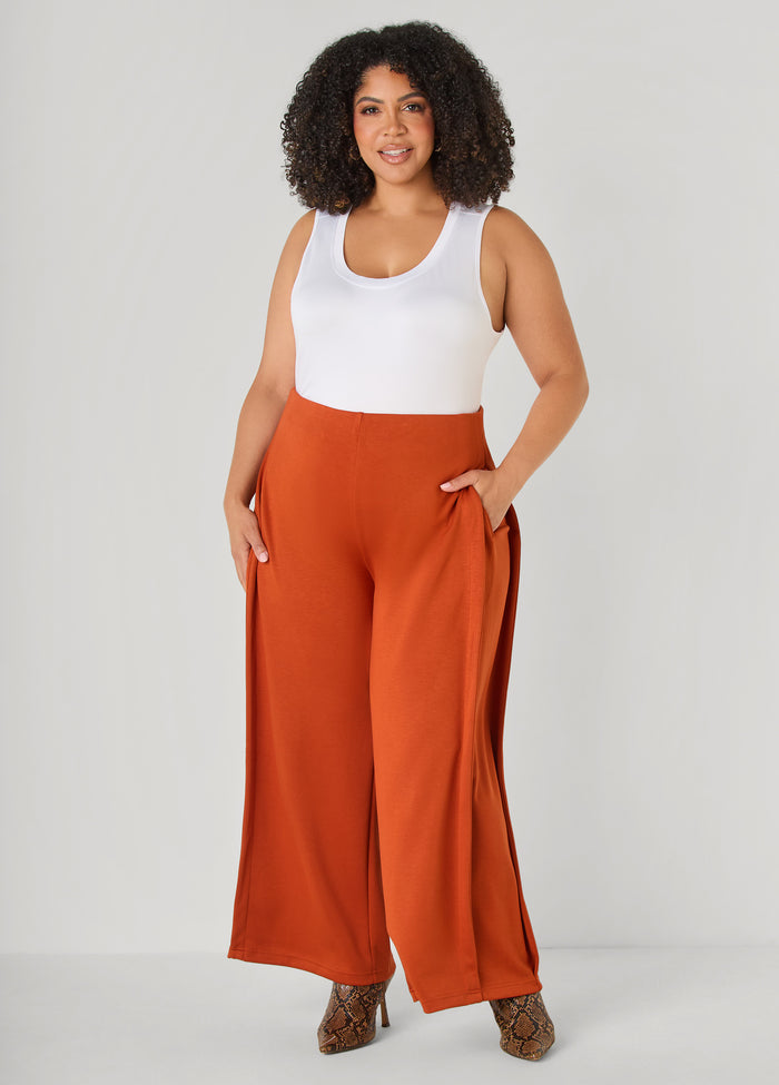 Pleated Ponte Wide Leg Pants