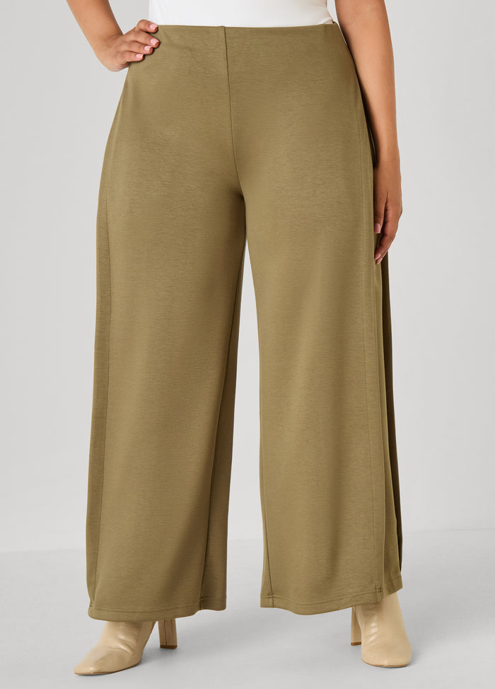 Pleated Ponte Wide Leg Pants